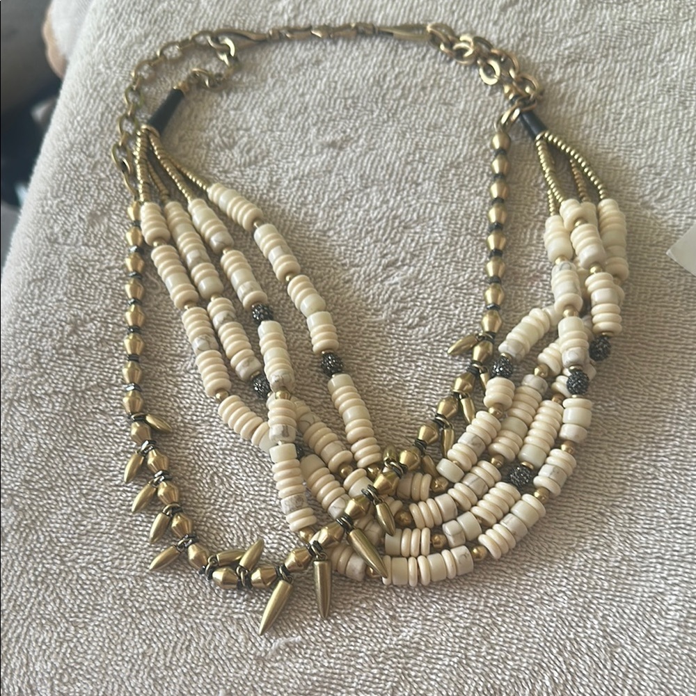Stella & Dot Cream and Gold Multi-Strand Necklace